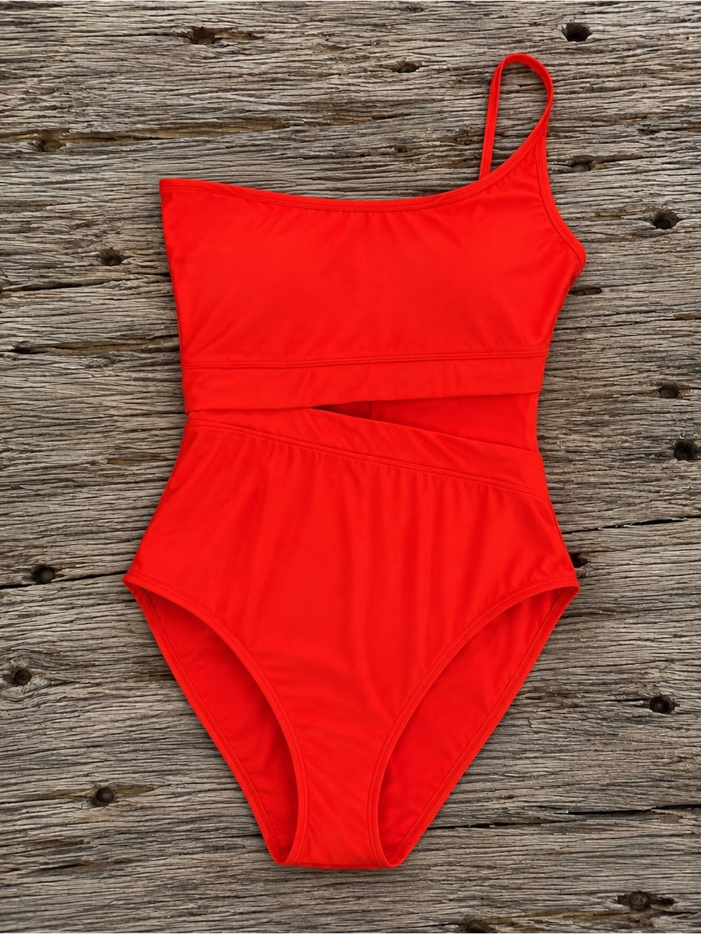 Michael Kors One-Shoulder Cutout One-Piece Swimsuit Coral Resort Swim Size 10